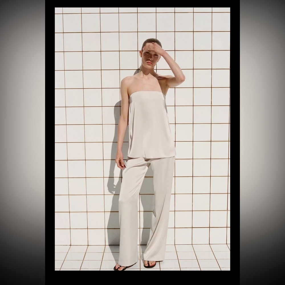 NWT Zara Satin Tube Top & Pant Set M/L!! Sold out! - Picture 2 of 7